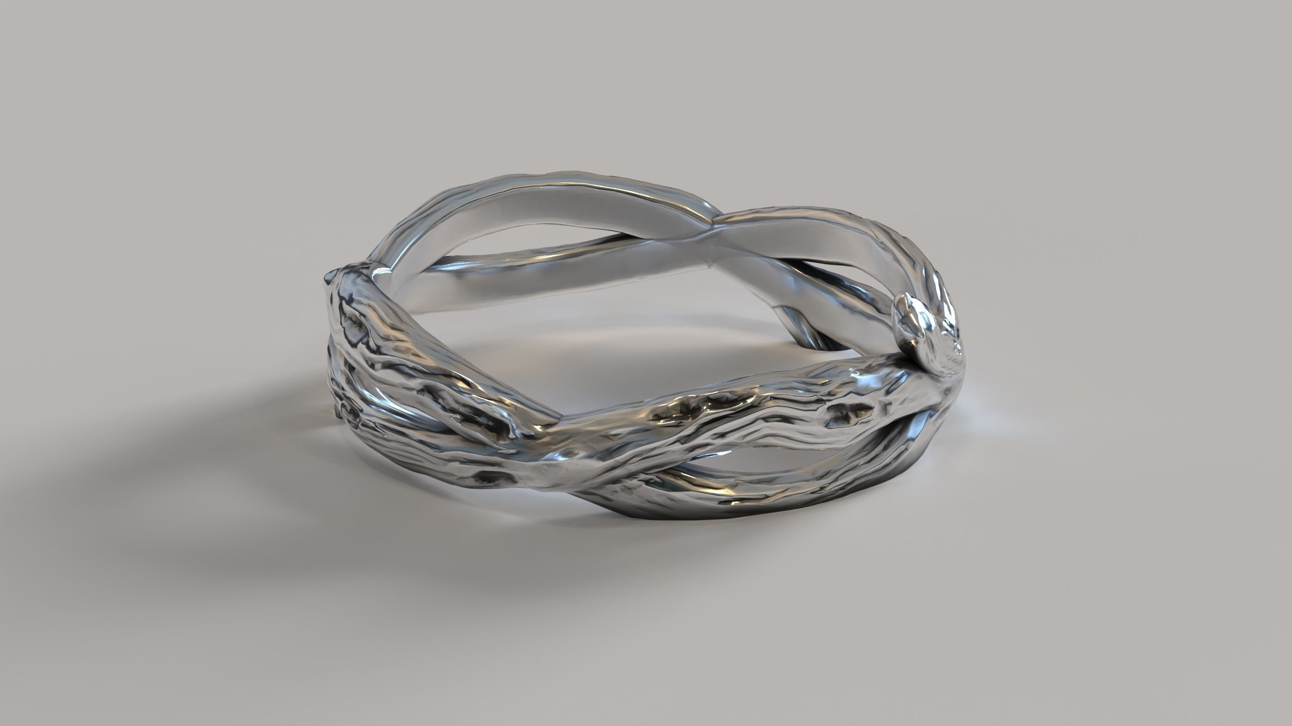 Tree wood branch ring band 3D print model_2