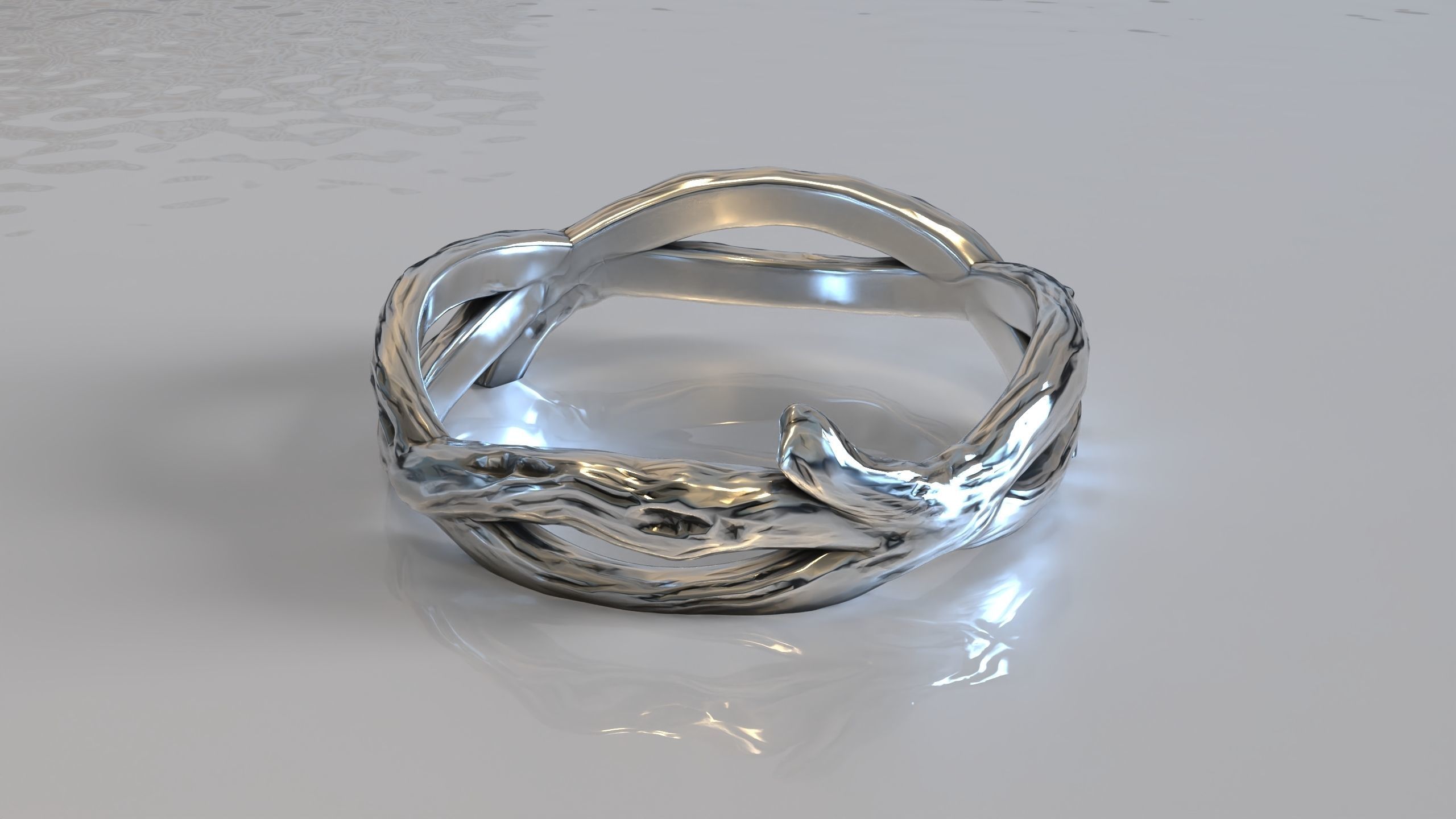 Tree wood branch ring band 3D print model_7