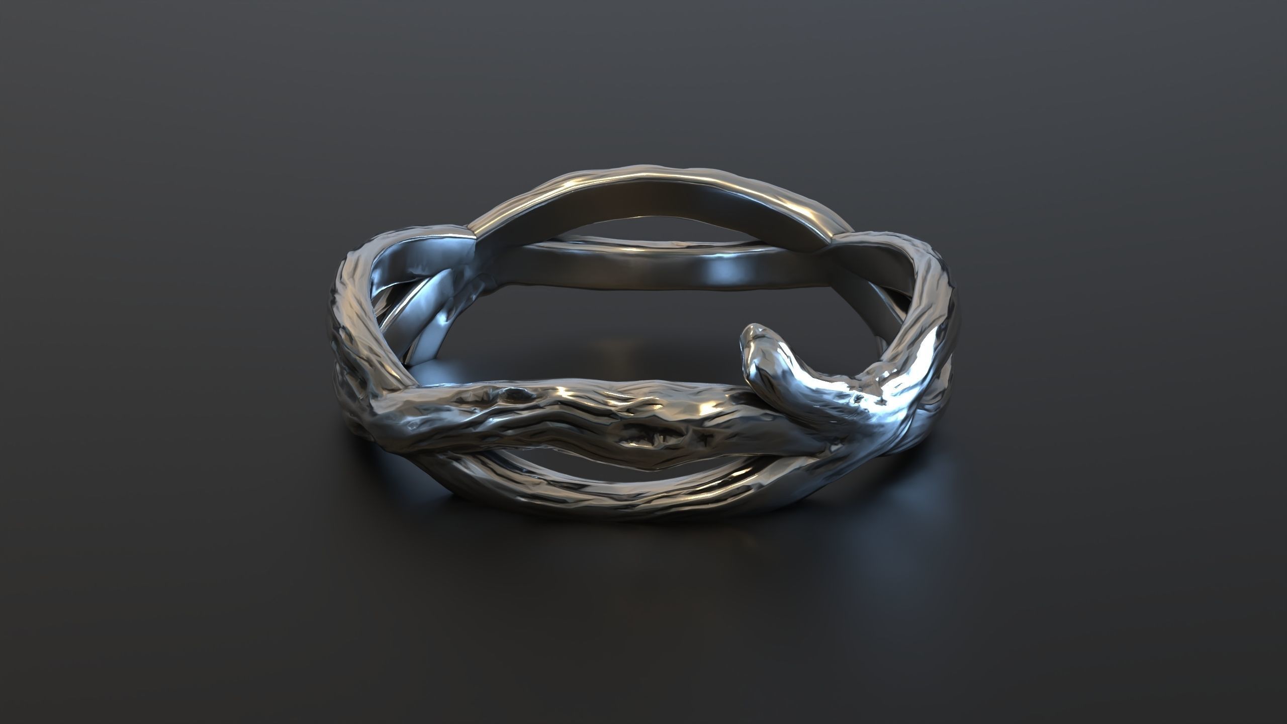 Tree wood branch ring band 3D print model_8