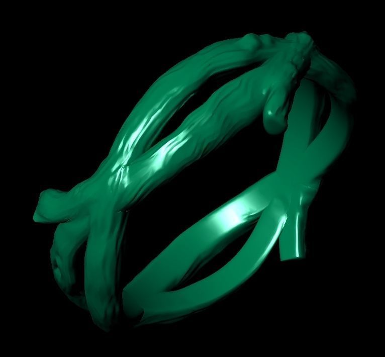 Tree wood branch ring band 3D print model_13