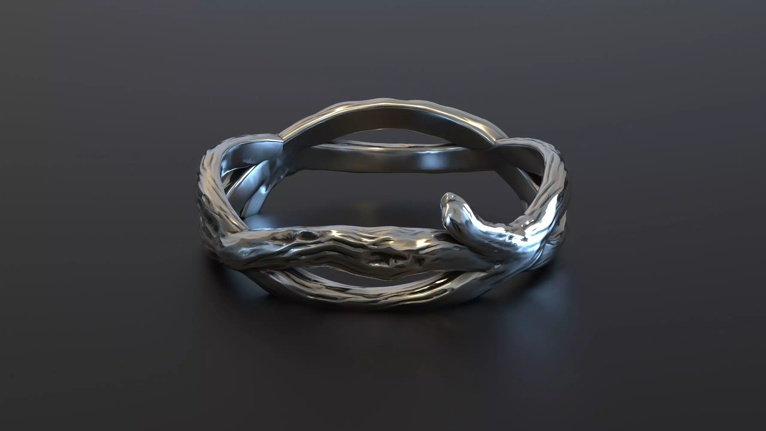 Tree wood branch ring band 3D print model_0