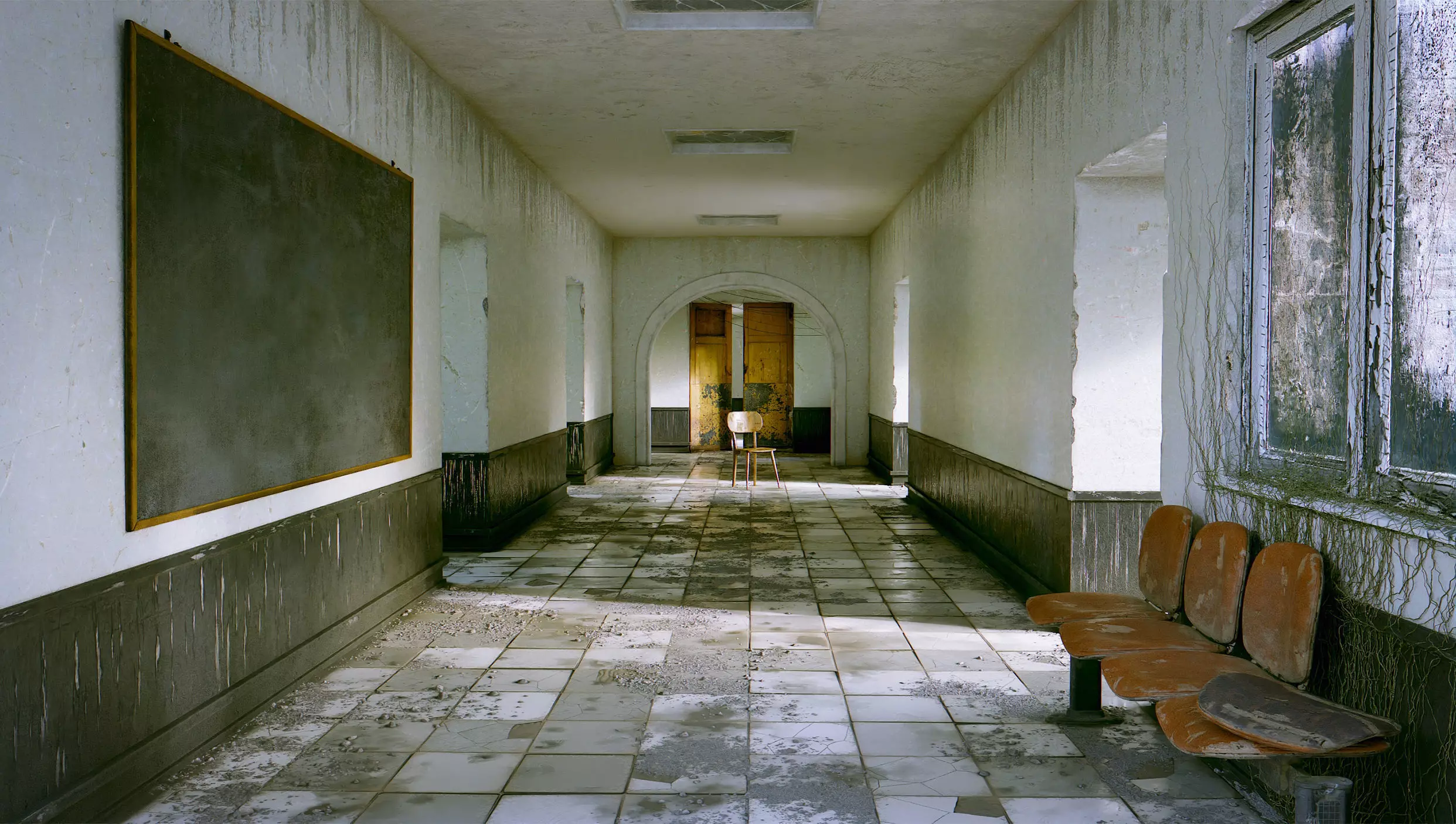 Abandoned Old Corridor Low-poly 3D model_0