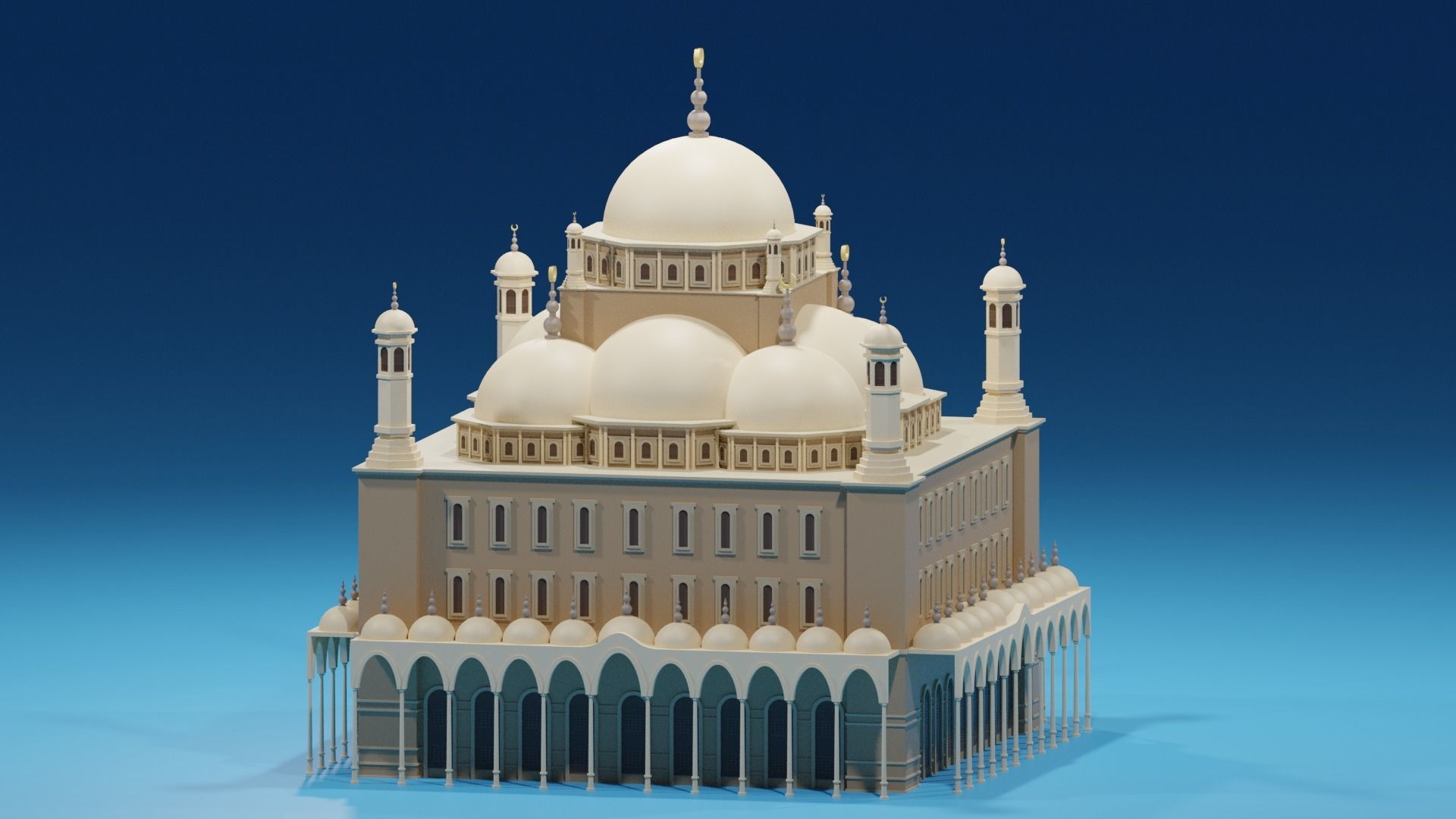 Cartoon Mosque Of Muhammad Ali 3D model_2