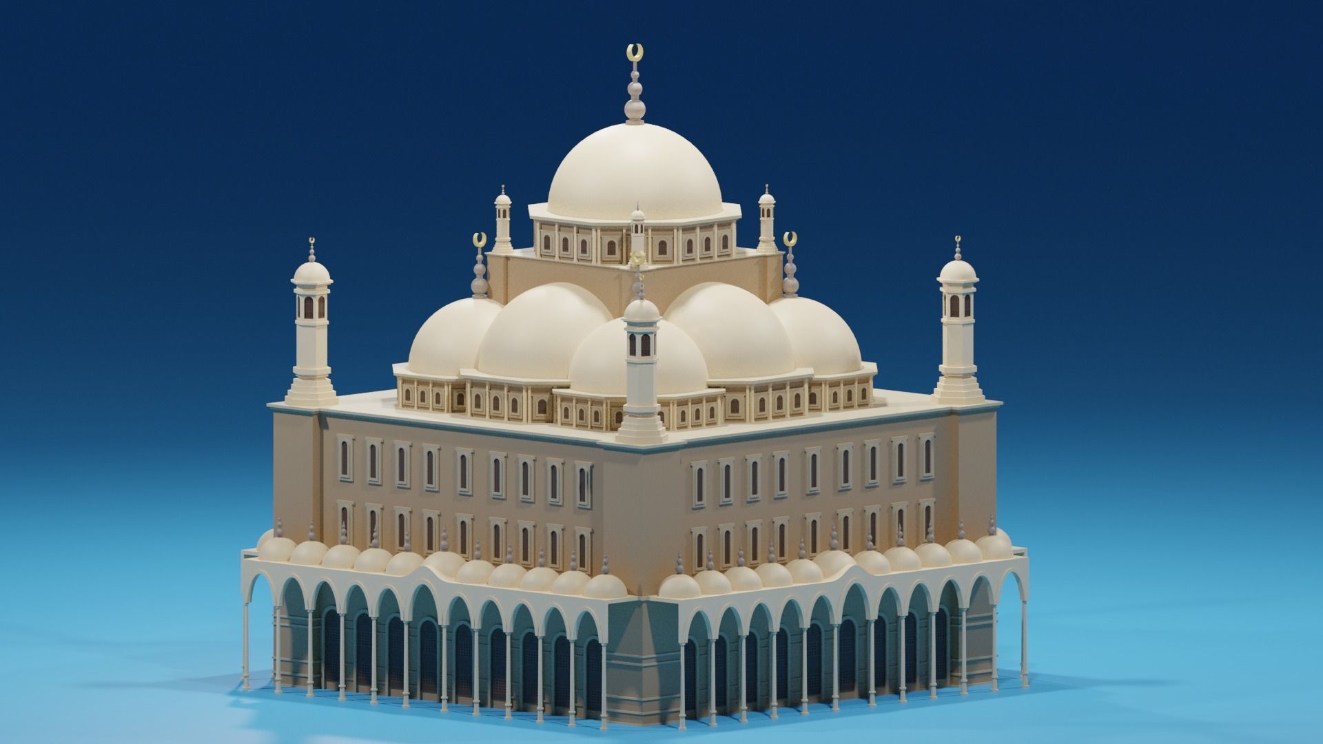 Cartoon Mosque Of Muhammad Ali 3D model_7