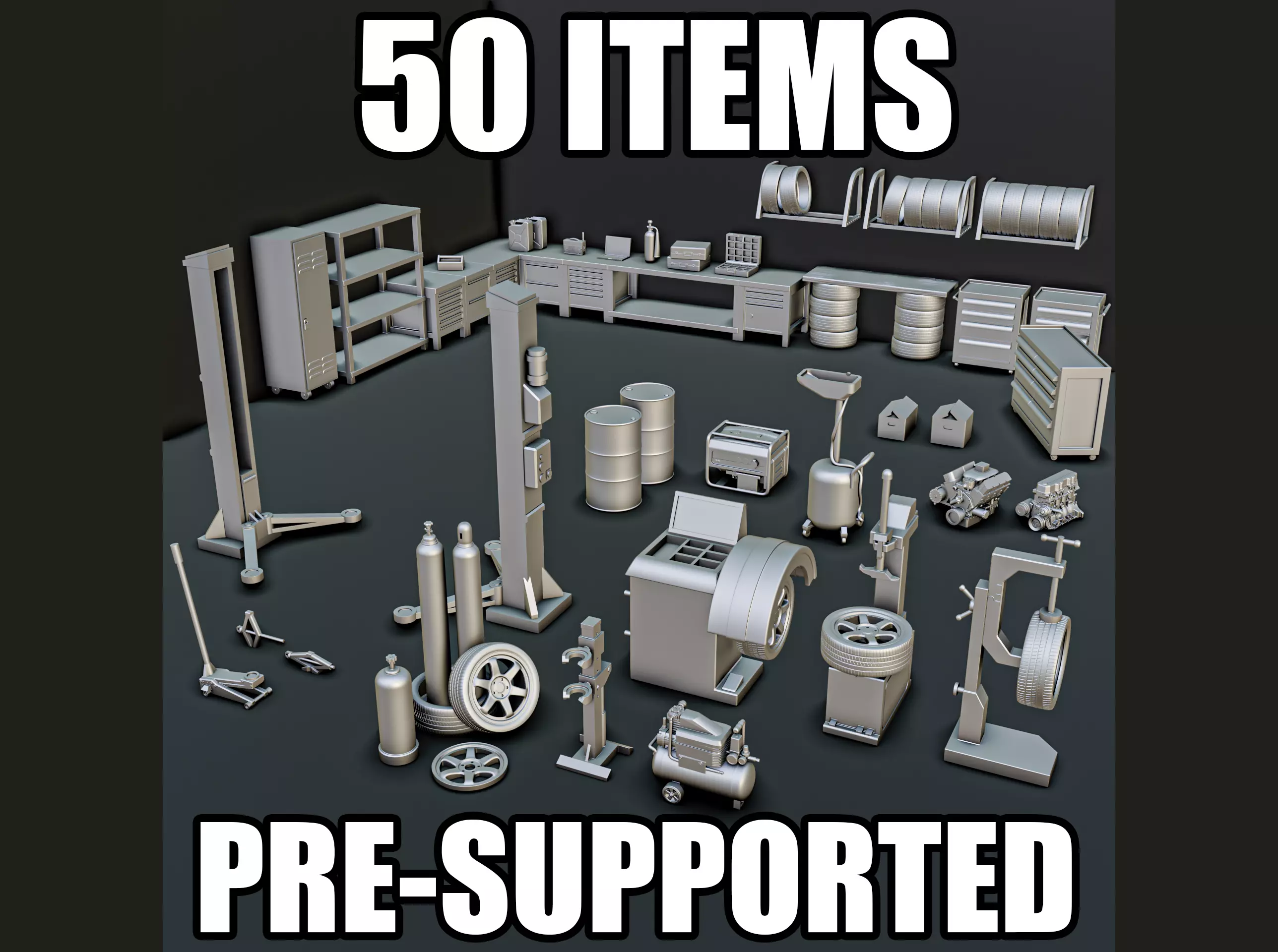 Car Mechanic Diorama Pack 3D print model_0