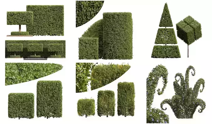 6 Different SETS of Bush SET VOL39 3D Model Collection