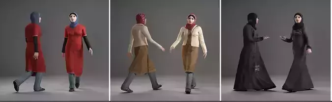 Saudi man and woman  3D model