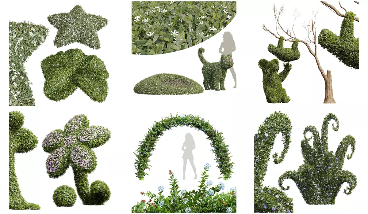 6 Different SETS of Decorative Plant SET VOL41 3D Model Collection_0