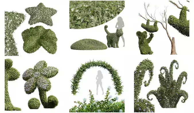  6 Different SETS of Decorative Plant SET VOL41 3D Model Collection