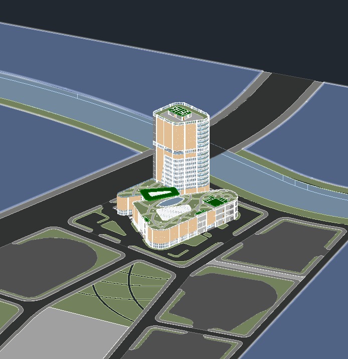 commercial center combined with office buildings 3D model_4