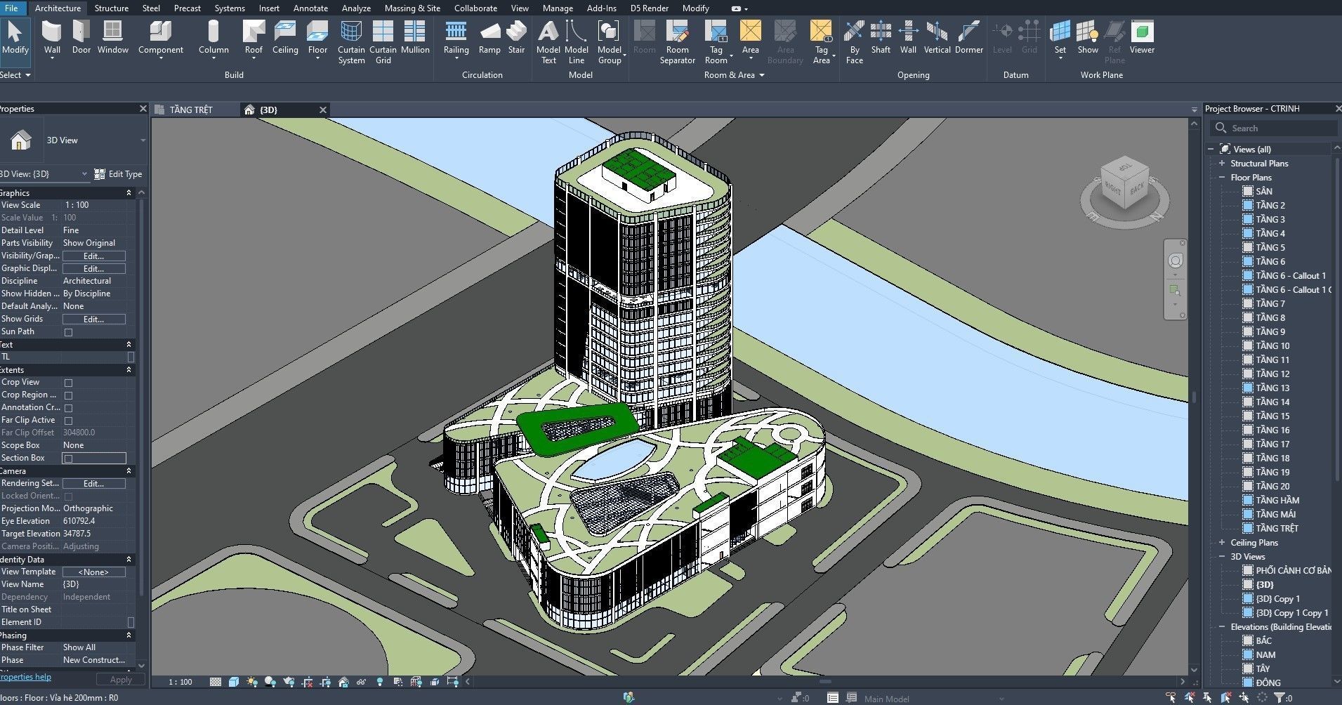 commercial center combined with office buildings 3D model_3