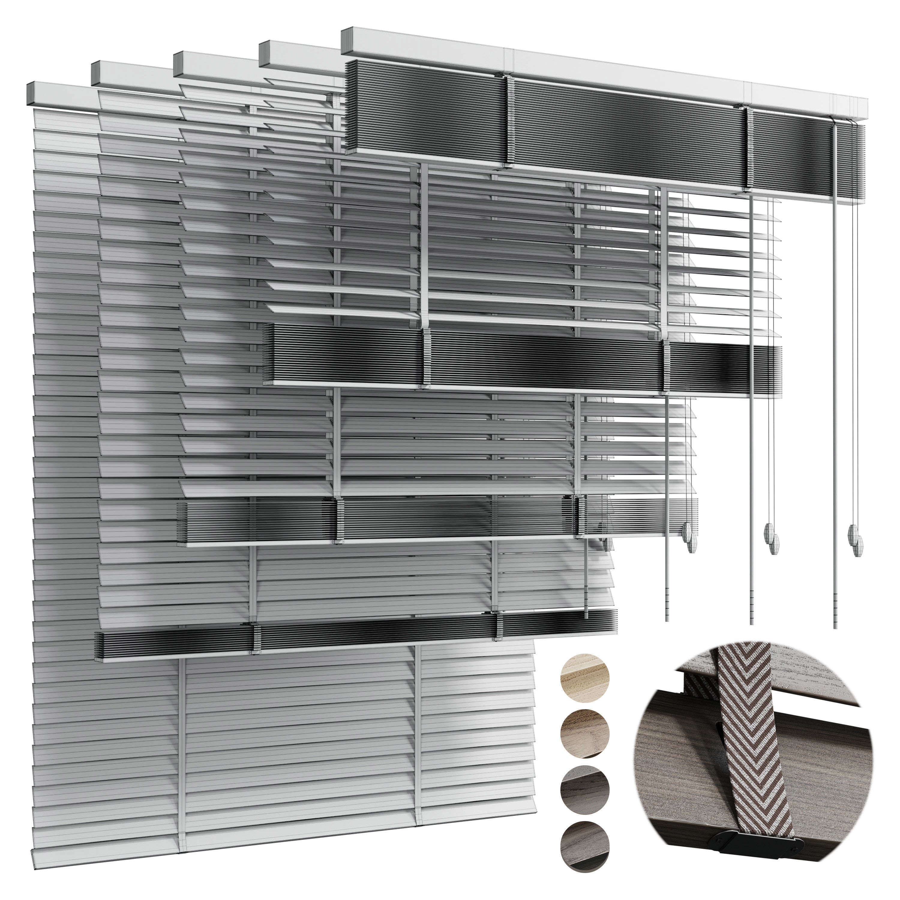 wooden blind 02 150 cm VOL 02 Low-poly 3D model_6