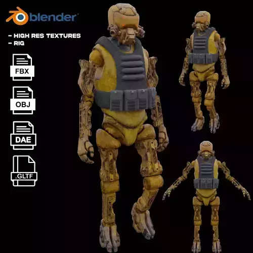 Military robot guard  Low-poly 3D model