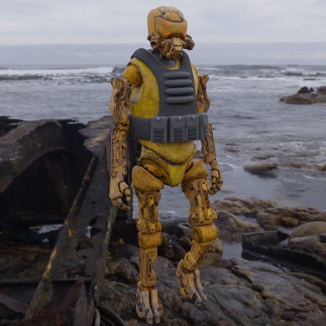 Military robot guard  Low-poly 3D model_13