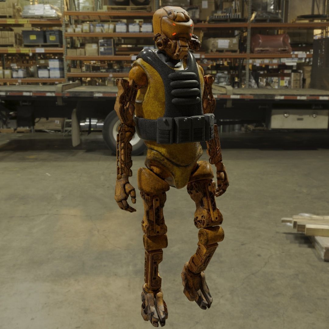 Military robot guard  Low-poly 3D model_7