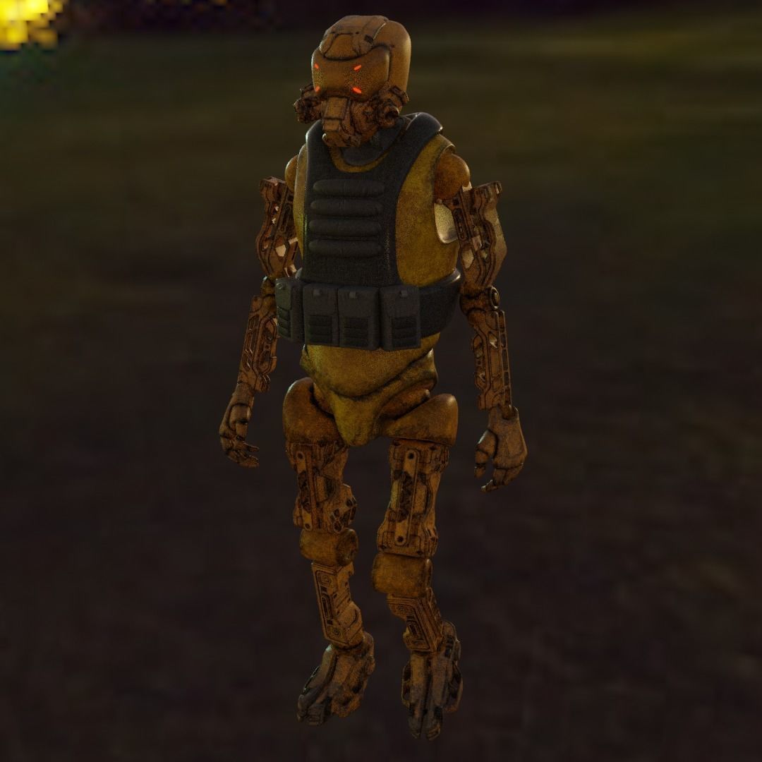 Military robot guard  Low-poly 3D model_27