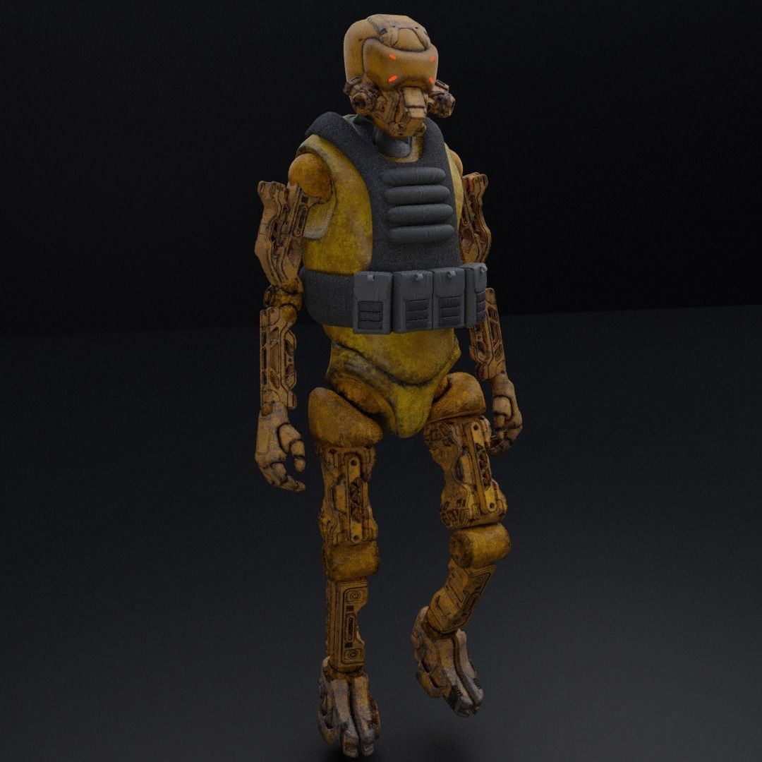 Military robot guard  Low-poly 3D model_14