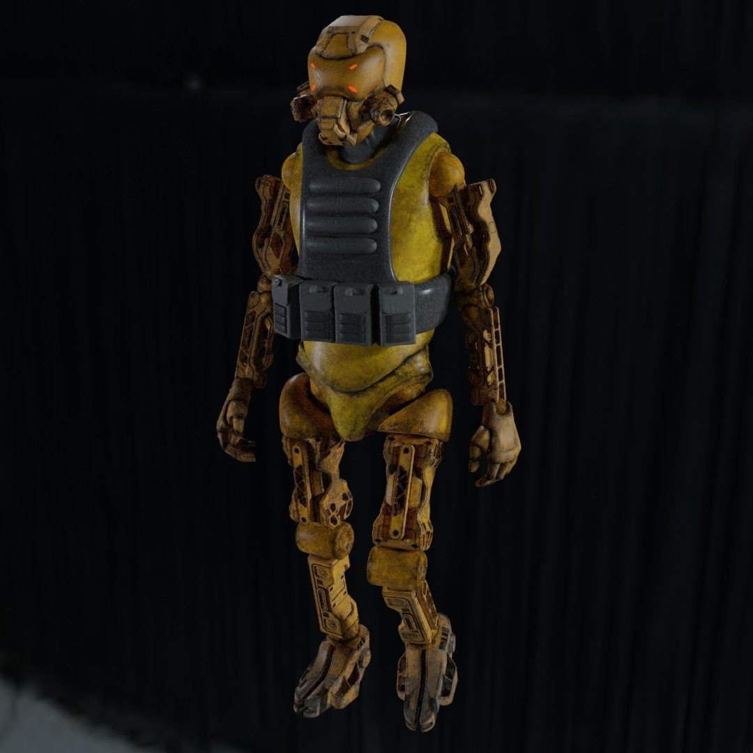 Military robot guard  Low-poly 3D model_28