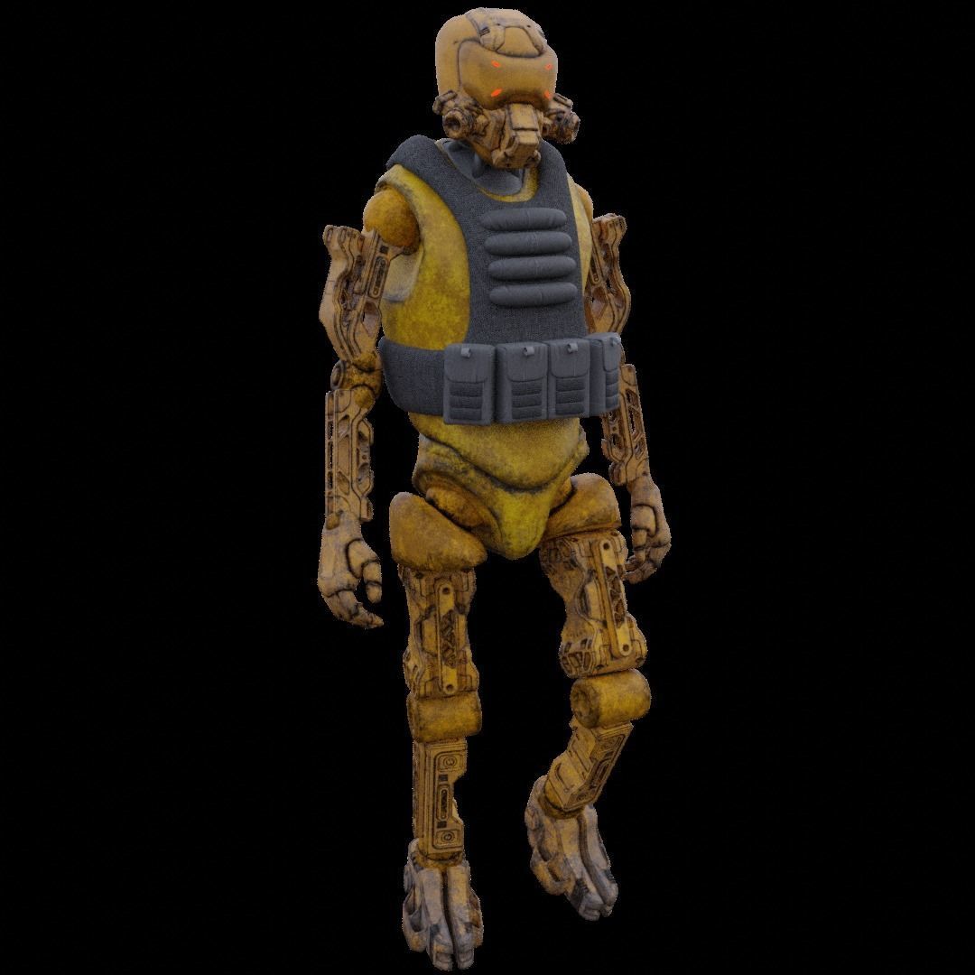 Military robot guard  Low-poly 3D model_30
