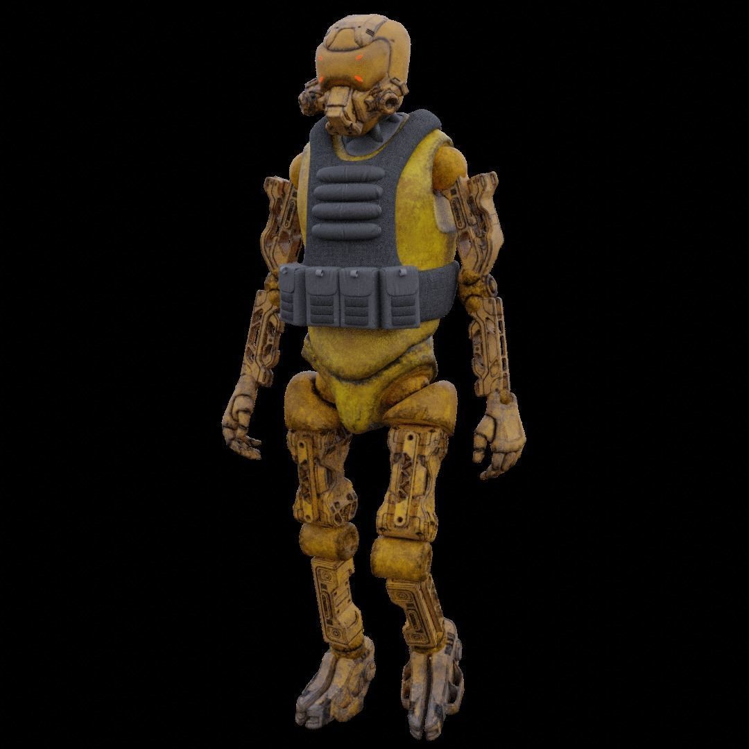Military robot guard  Low-poly 3D model_31