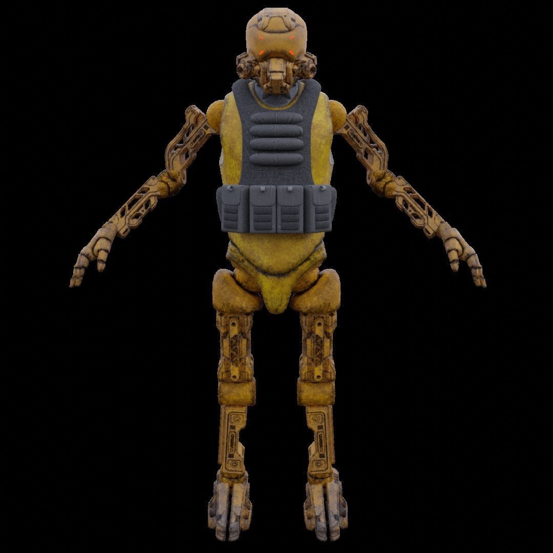 Military robot guard  Low-poly 3D model_29