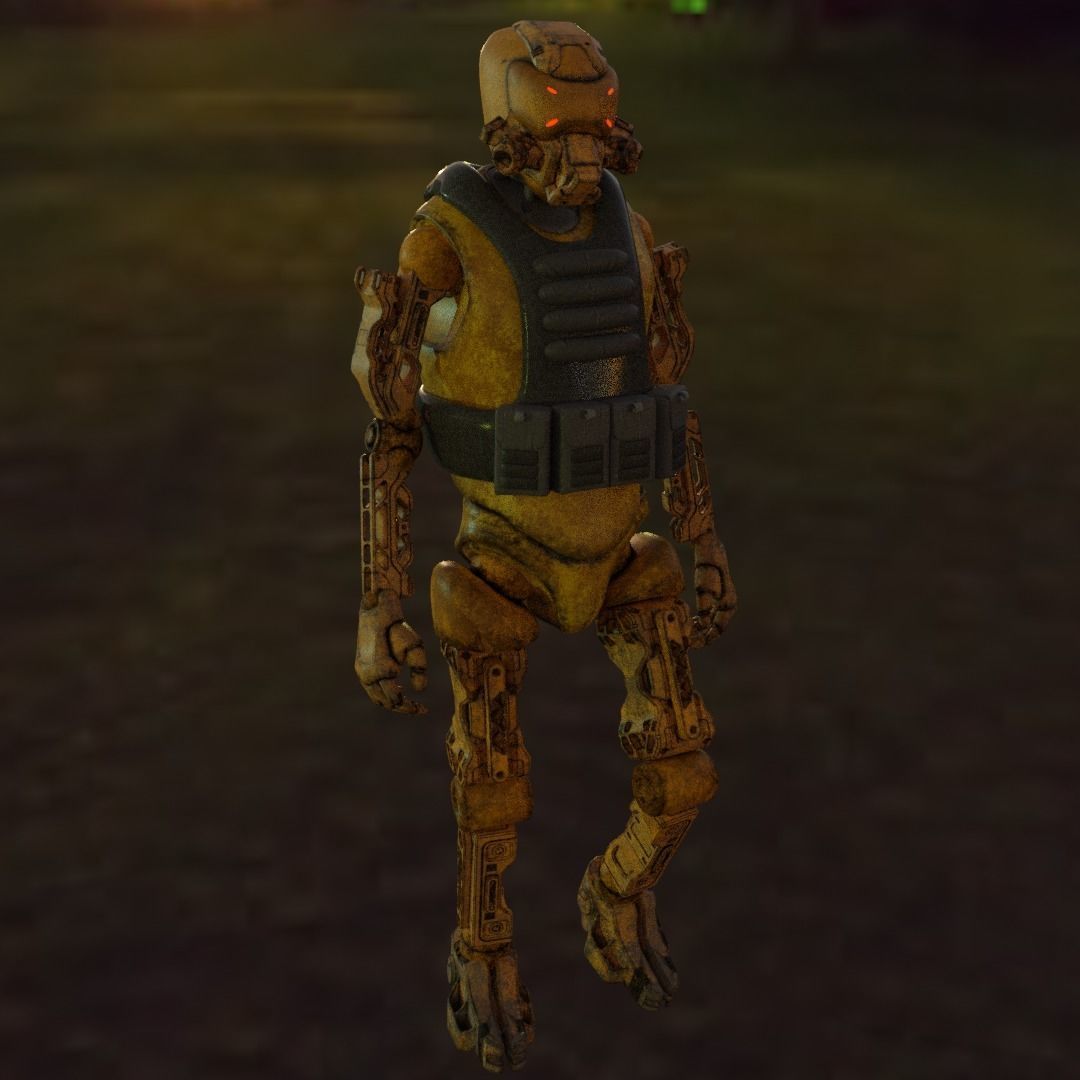 Military robot guard  Low-poly 3D model_26