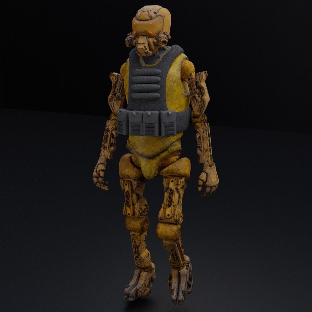 Military robot guard  Low-poly 3D model_15
