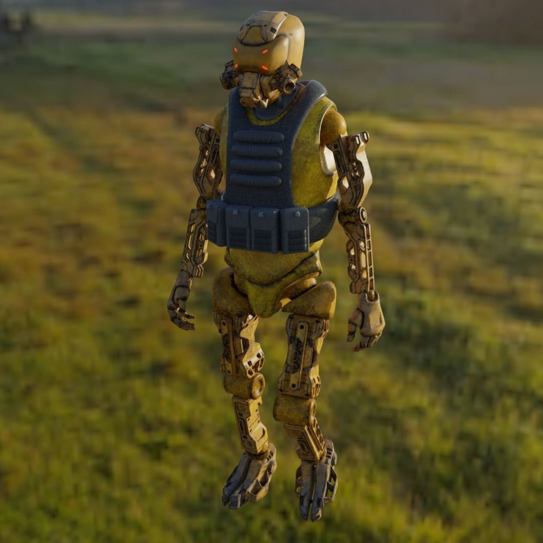 Military robot guard  Low-poly 3D model_4