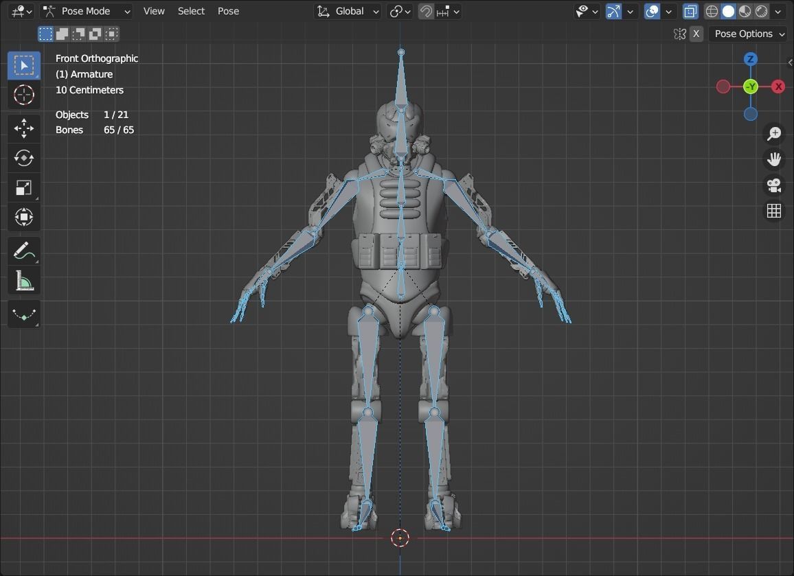 Military robot guard  Low-poly 3D model_17