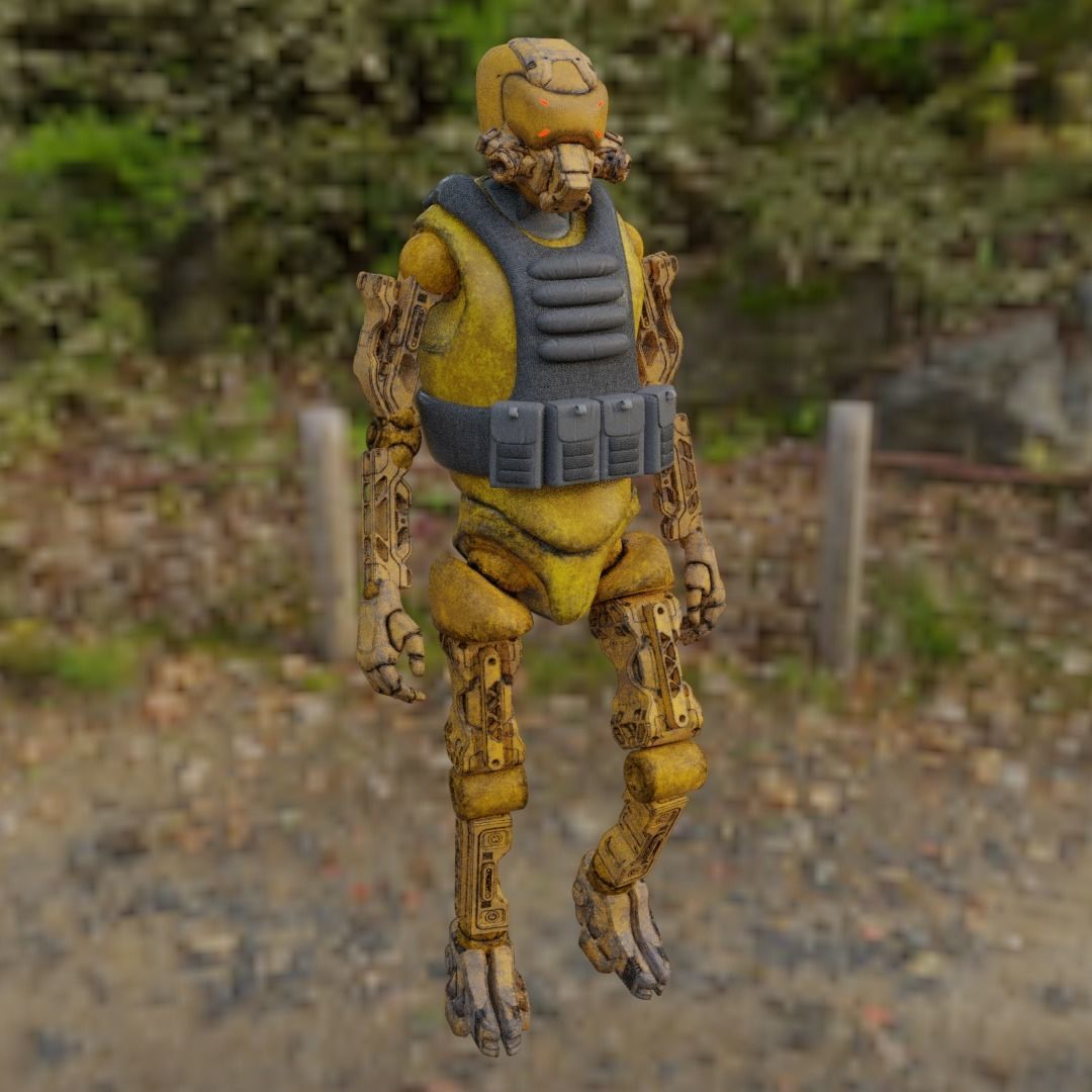 Military robot guard  Low-poly 3D model_23