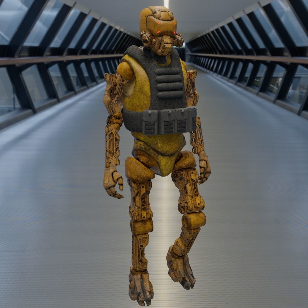 Military robot guard  Low-poly 3D model_10