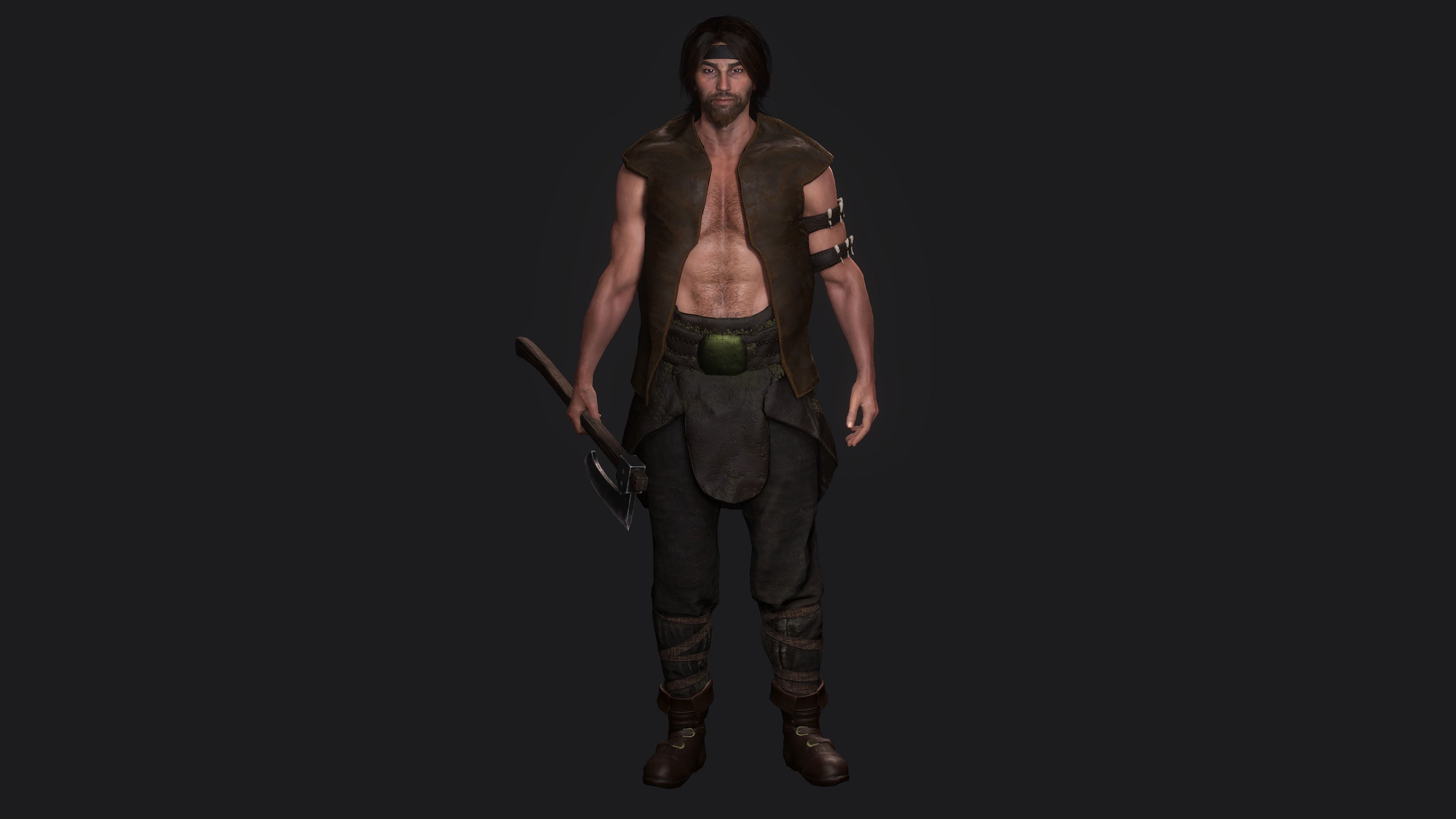 AAA 3D REALISTIC MALE CHARACTER - MEDIEVAL MUSCULAR MAN 02 Low-poly 3D model_14