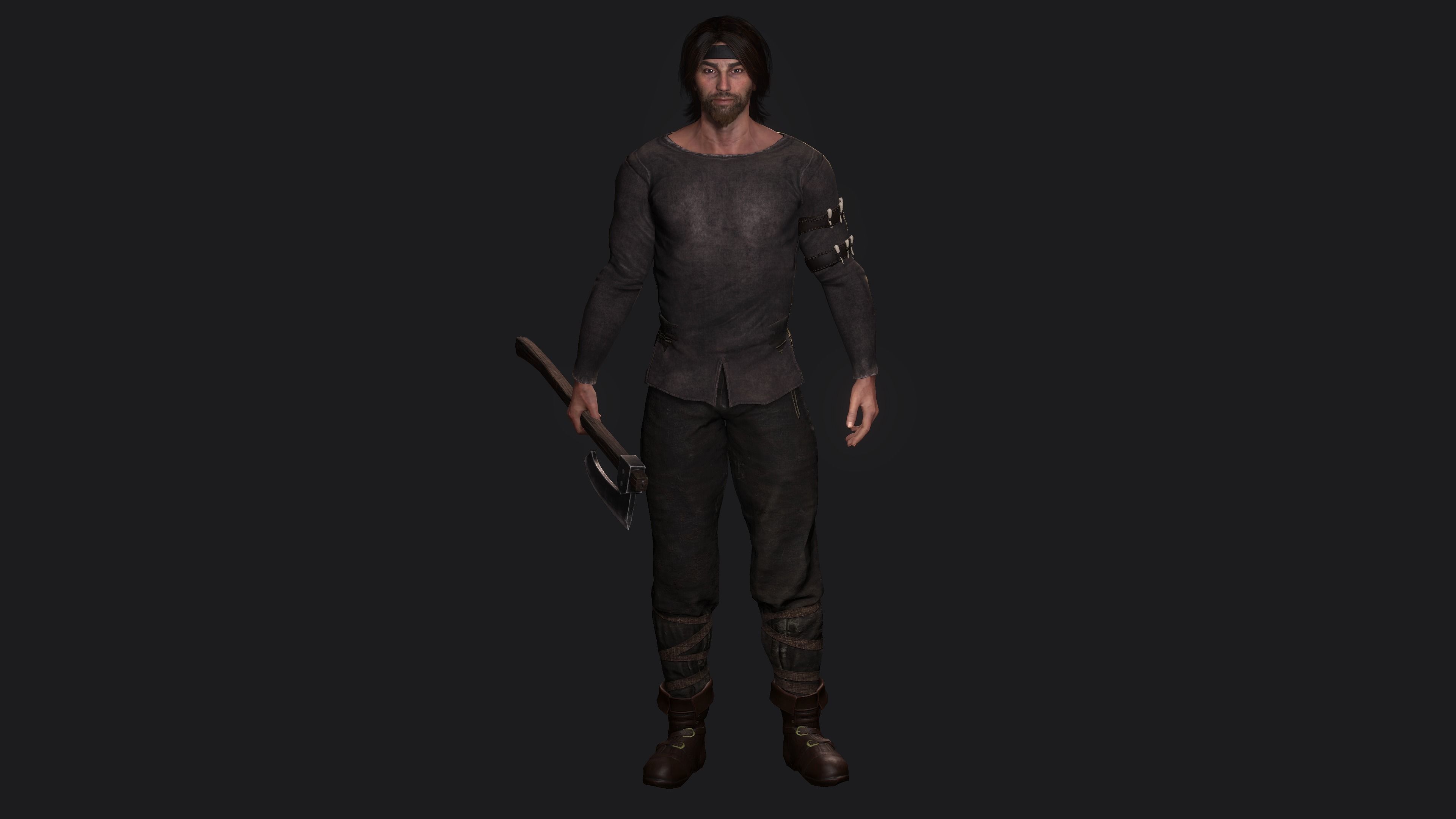 AAA 3D REALISTIC MALE CHARACTER - MEDIEVAL MUSCULAR MAN 02 Low-poly 3D model_16