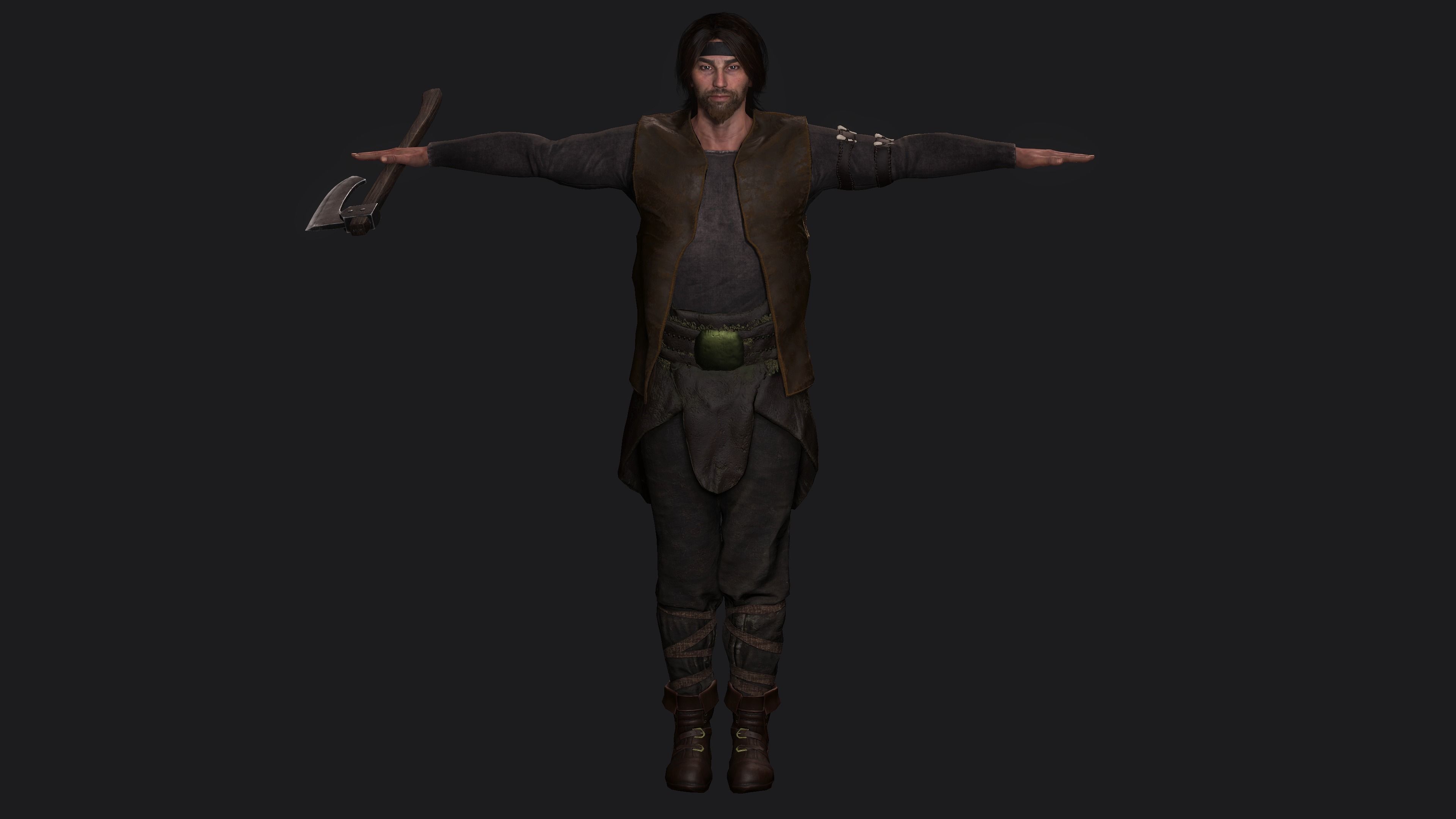 AAA 3D REALISTIC MALE CHARACTER - MEDIEVAL MUSCULAR MAN 02 Low-poly 3D model_19