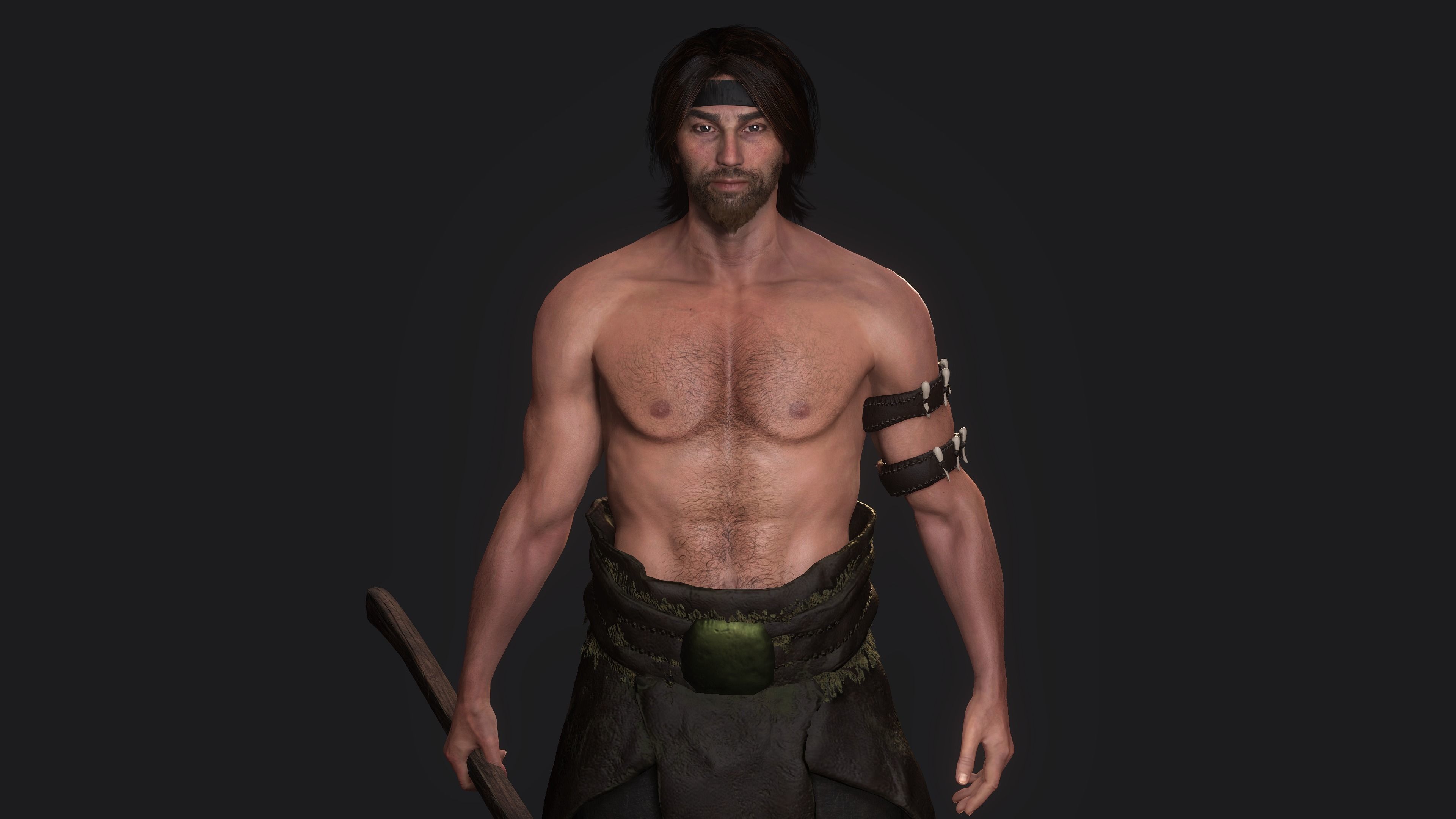 AAA 3D REALISTIC MALE CHARACTER - MEDIEVAL MUSCULAR MAN 02 Low-poly 3D model_12