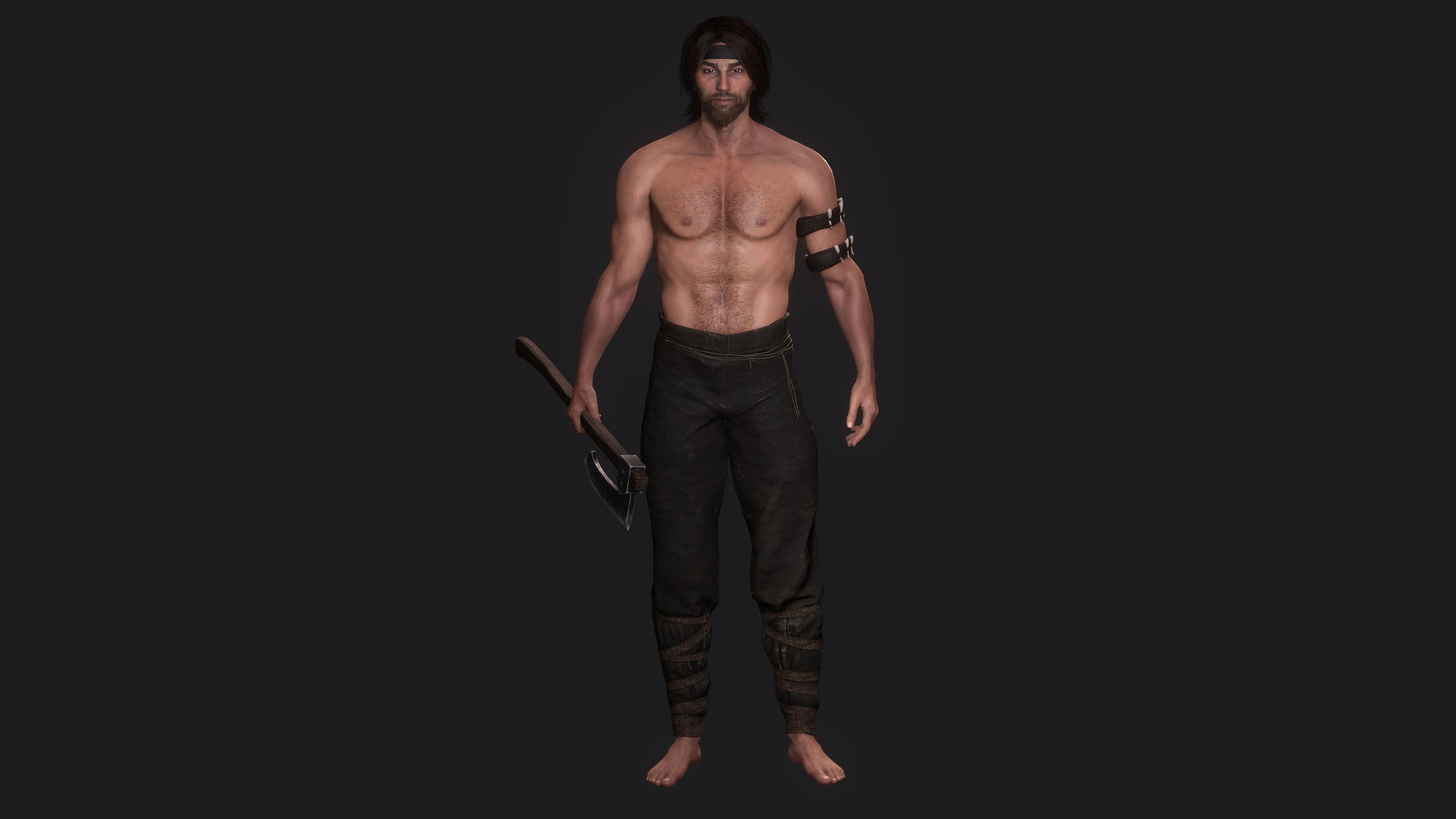 AAA 3D REALISTIC MALE CHARACTER - MEDIEVAL MUSCULAR MAN 02 Low-poly 3D model_17