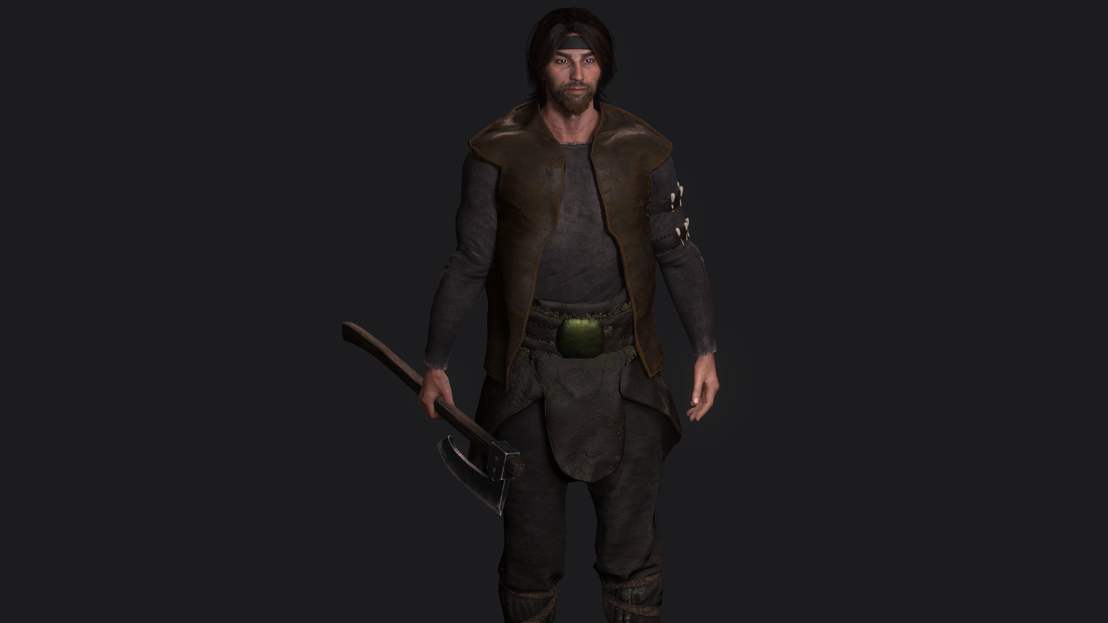 AAA 3D REALISTIC MALE CHARACTER - MEDIEVAL MUSCULAR MAN 02 Low-poly 3D model_2