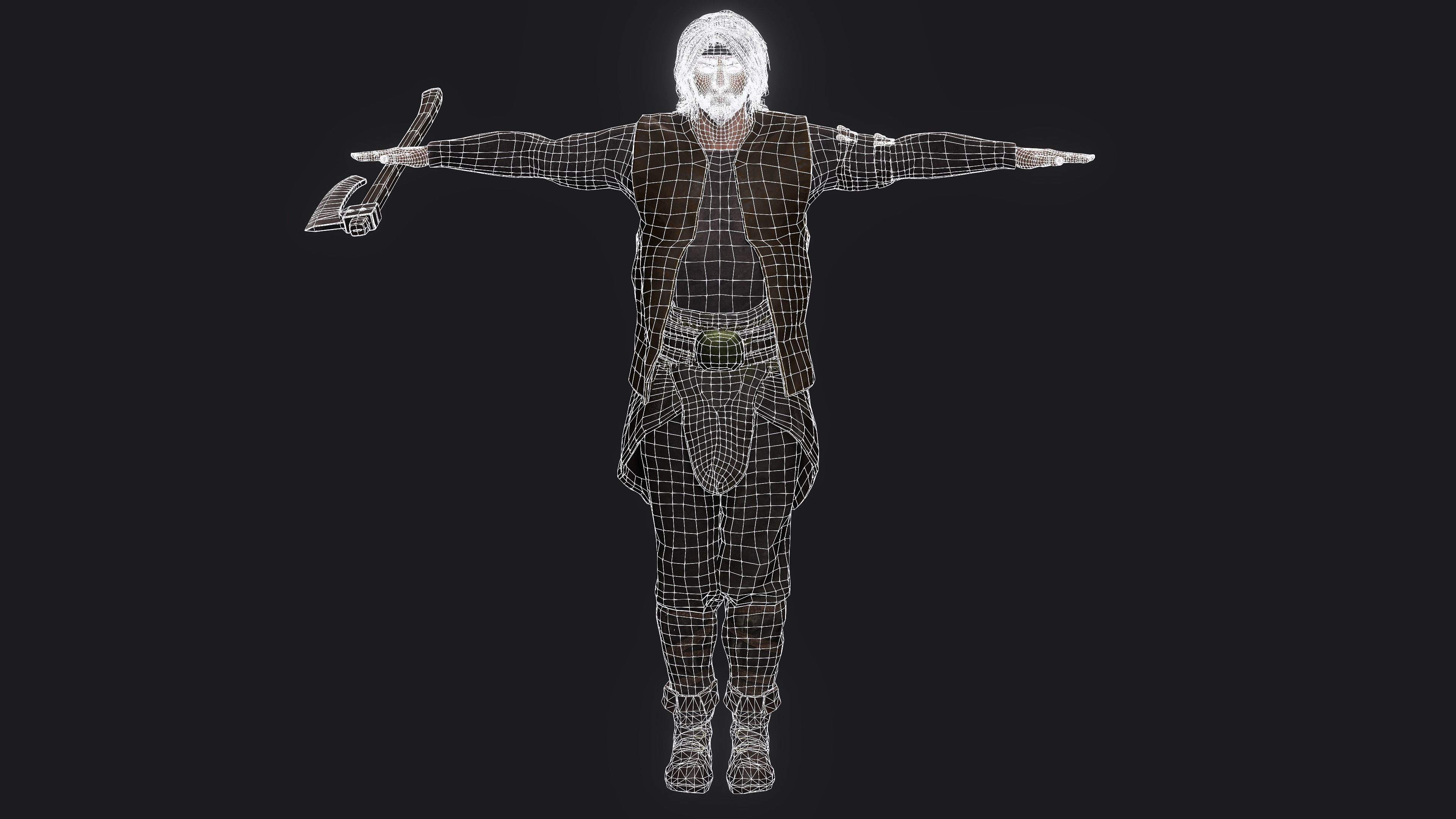 AAA 3D REALISTIC MALE CHARACTER - MEDIEVAL MUSCULAR MAN 02 Low-poly 3D model_20