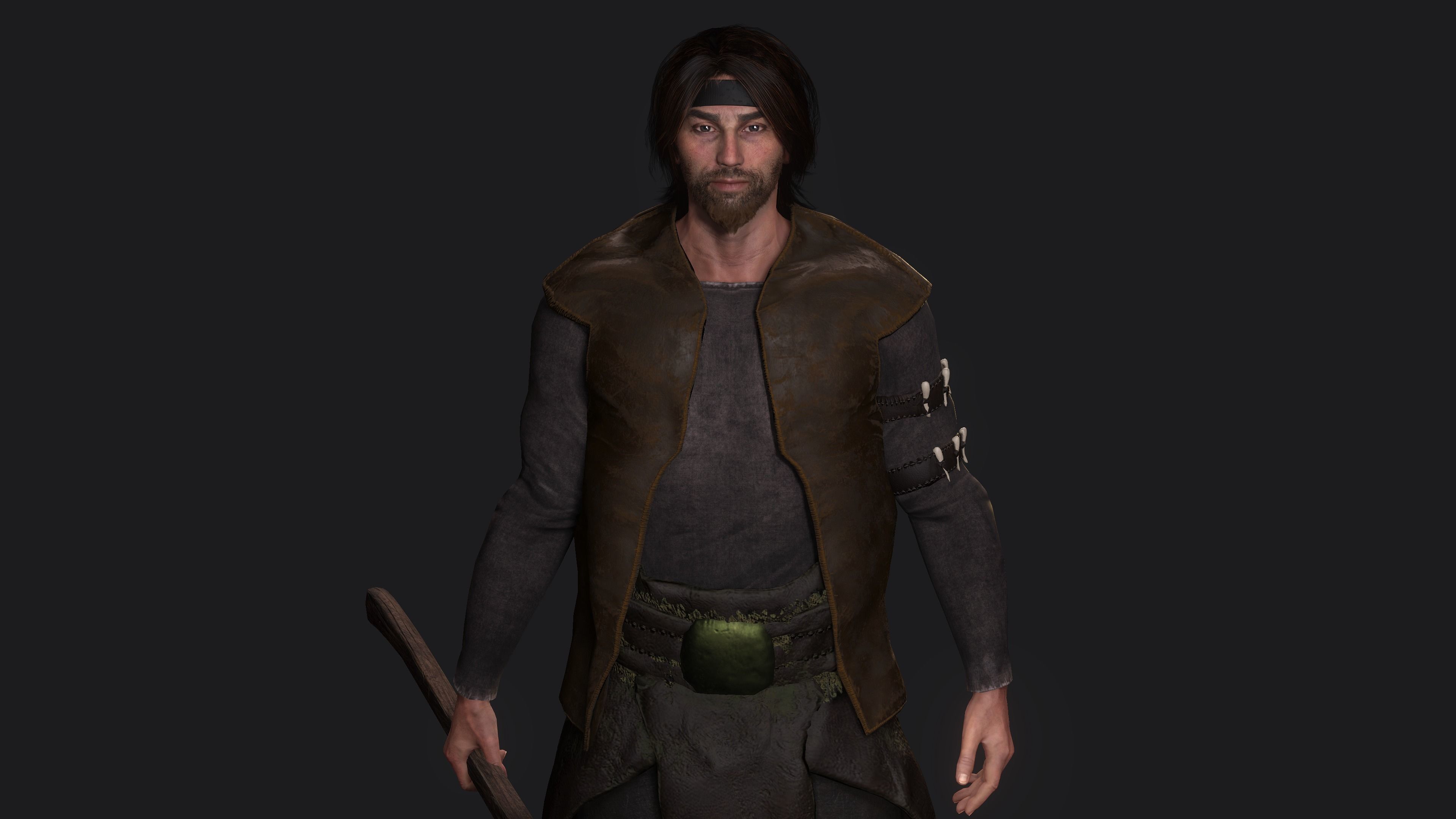 AAA 3D REALISTIC MALE CHARACTER - MEDIEVAL MUSCULAR MAN 02 Low-poly 3D model_6