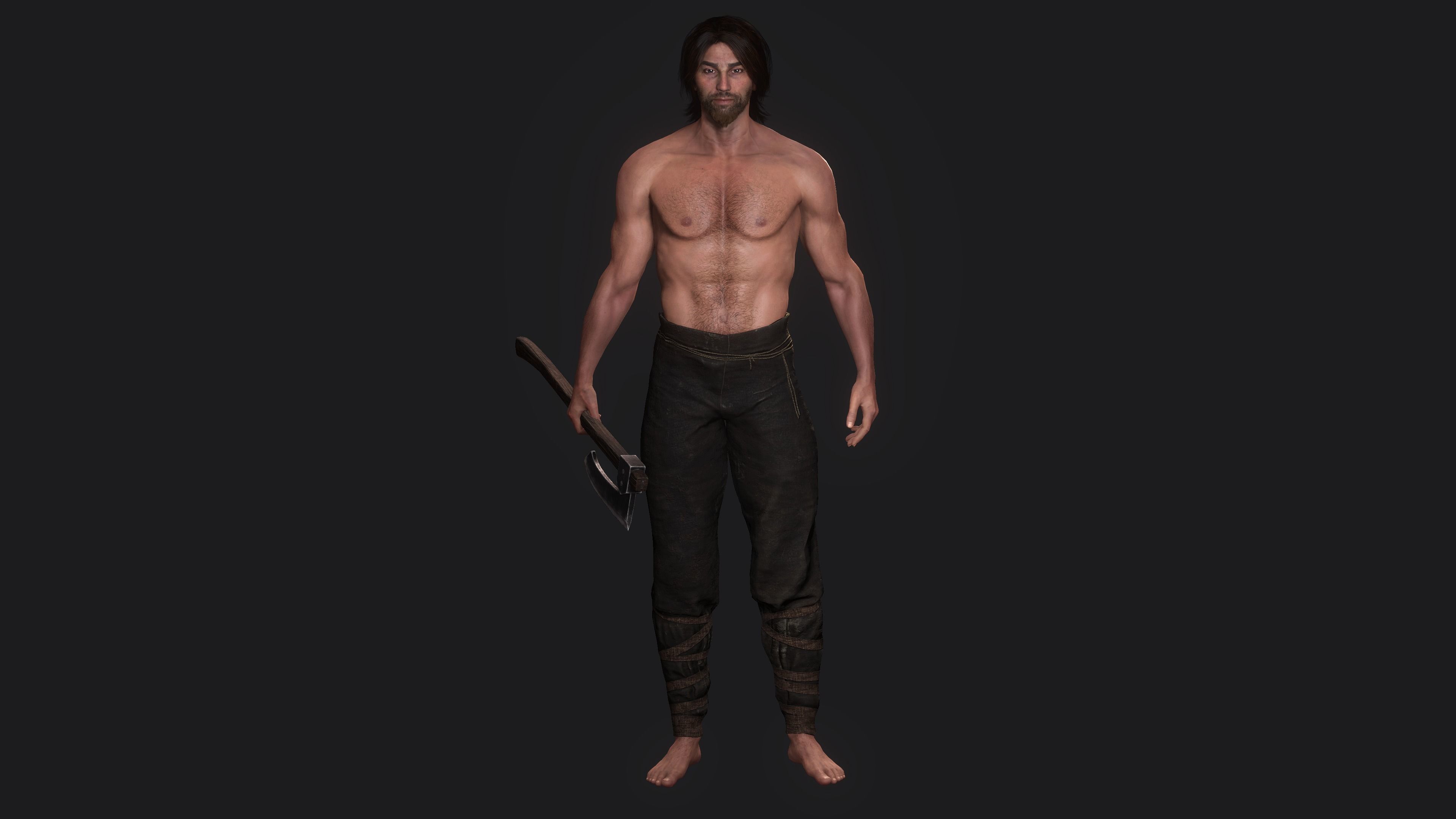 AAA 3D REALISTIC MALE CHARACTER - MEDIEVAL MUSCULAR MAN 02 Low-poly 3D model_18