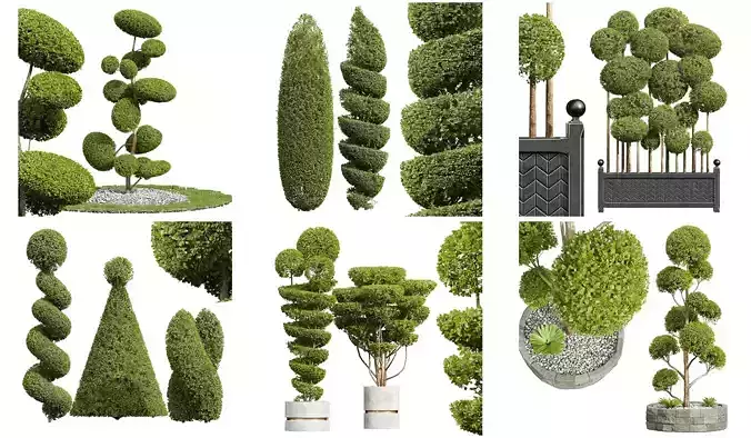  6 Different SETS of Tree SET VOL43 3D Model Collection