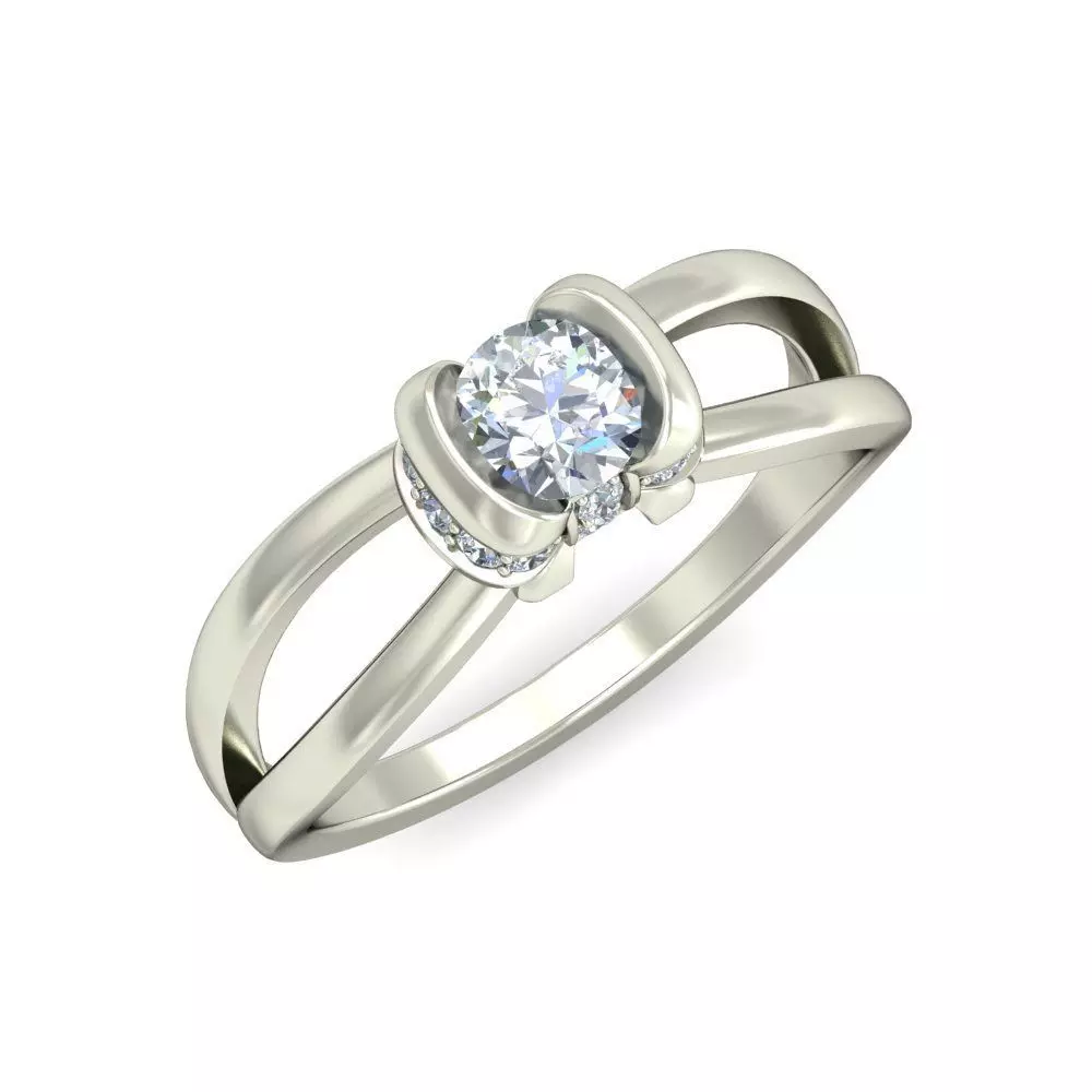 Solitaire Engagement Ring 3D print model_0