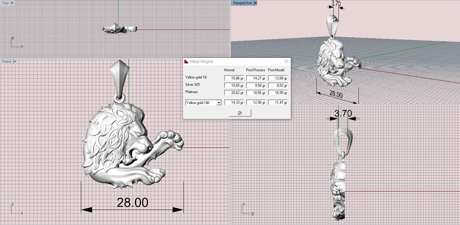 Lion pendant 3D print model_7