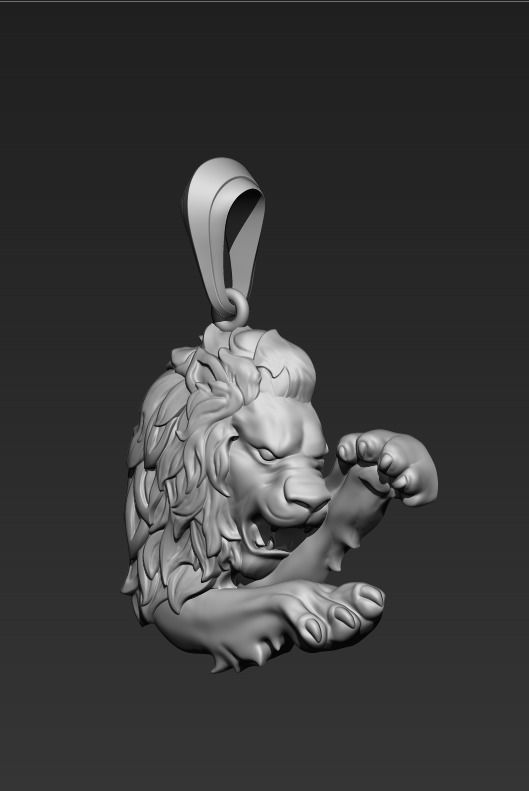 Lion pendant 3D print model_4