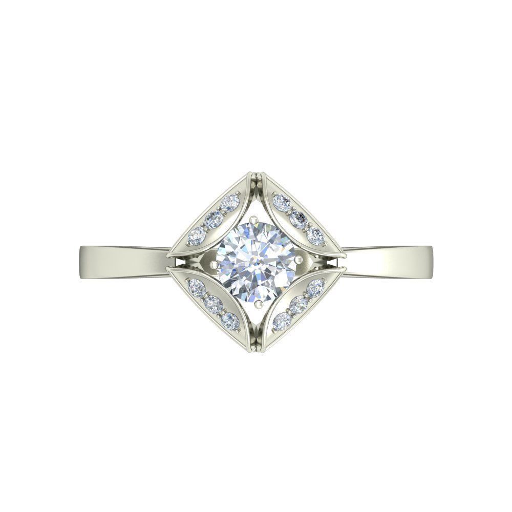 Solitaire Engagement Art Deco Ring 3D print model_1