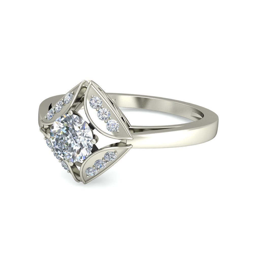 Solitaire Engagement Art Deco Ring 3D print model_2