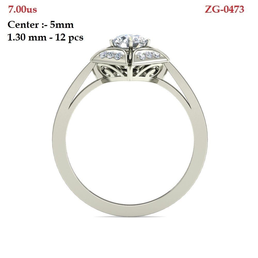Solitaire Engagement Art Deco Ring 3D print model_3