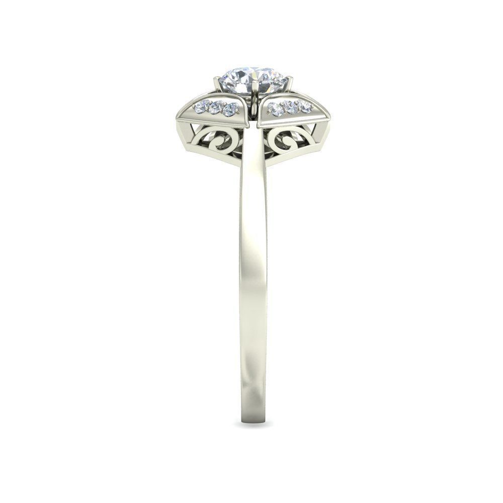 Solitaire Engagement Art Deco Ring 3D print model_4