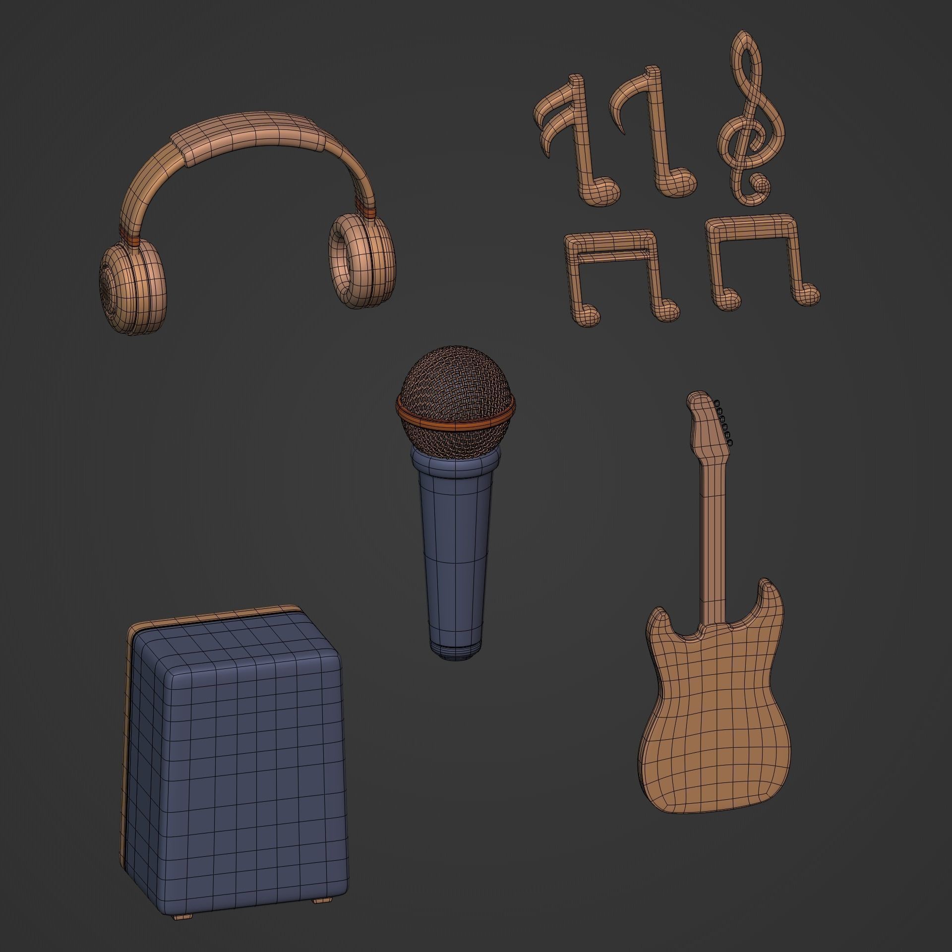 Cartoon Music Pack Low-poly 3D model_6