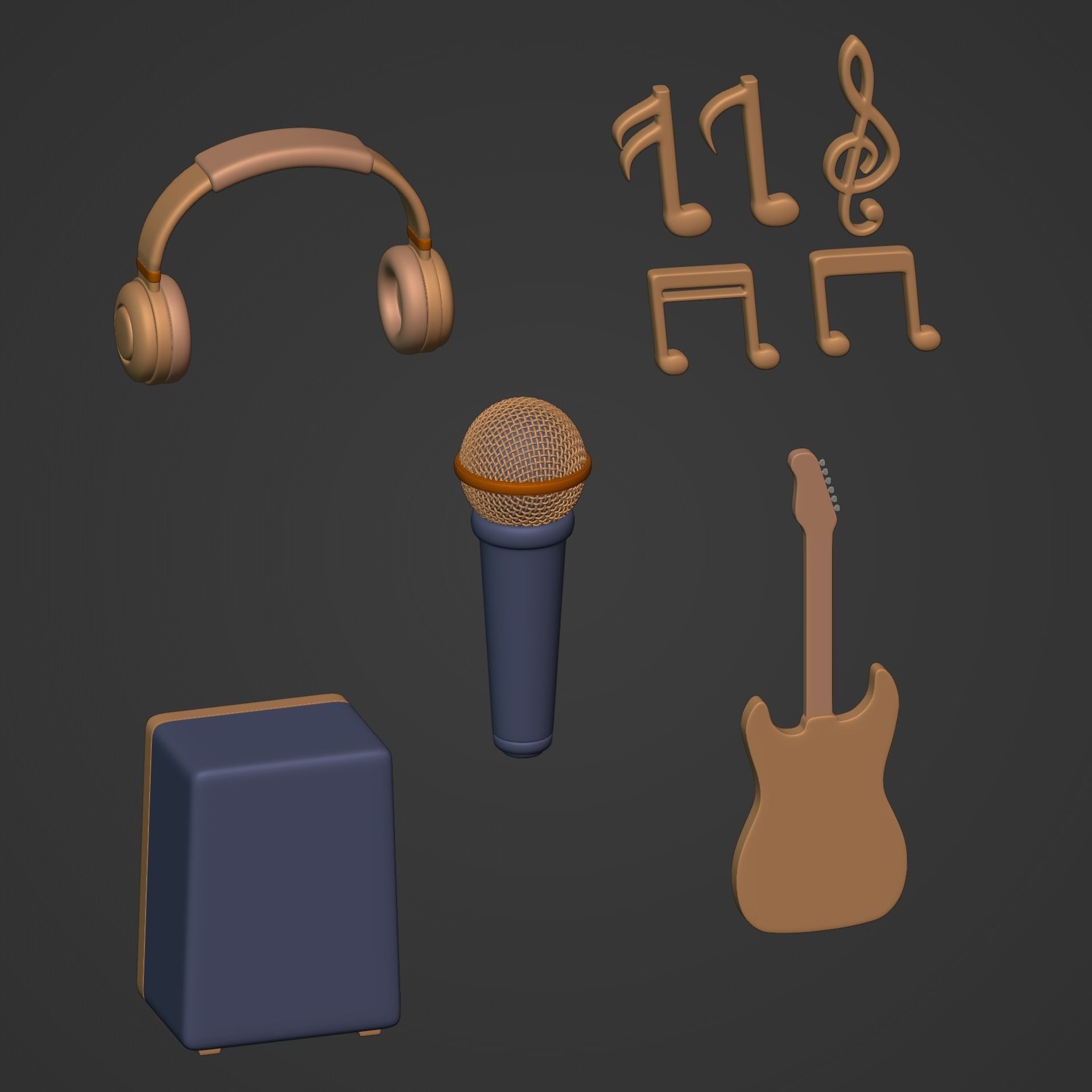 Cartoon Music Pack Low-poly 3D model_5
